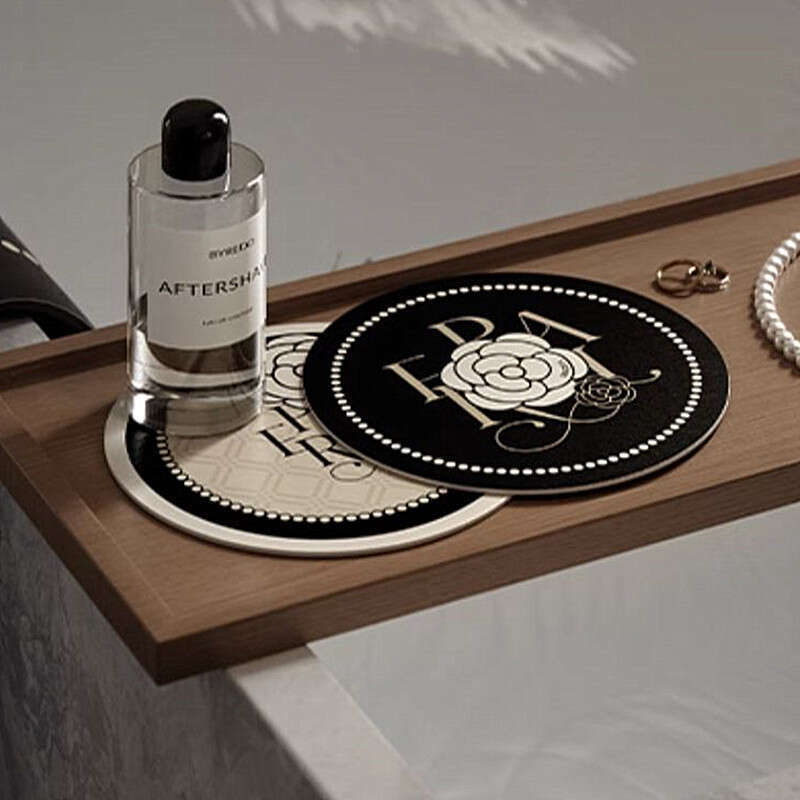 Light Round Coaster Heat Insulation Desktop Bar Mat Kitchen Water Absorption Silicone Pad Camellia Flower Placemat