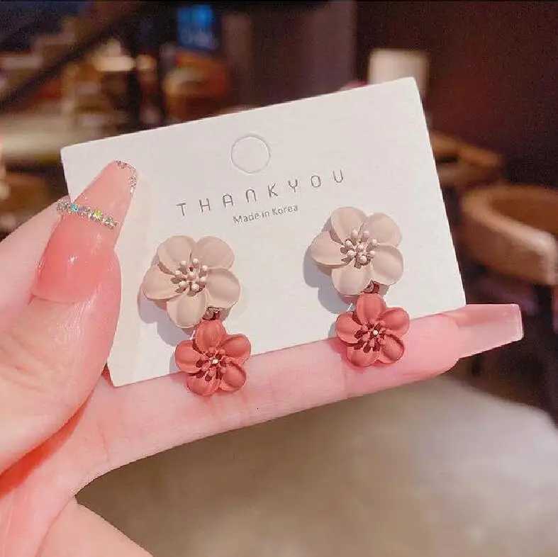 2024 Fashion Jewelry Brown Two Color Flower Drop Dangle Earrings for Women Wedding Party Girl Elegant Jewelry Accessories Y250812