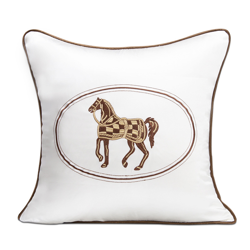 Luxury Pillow Case Embroidered square waist pillow living room bedside cushion pillow, Square Soft thick chenille Throw Bedside Back Pillow R250813