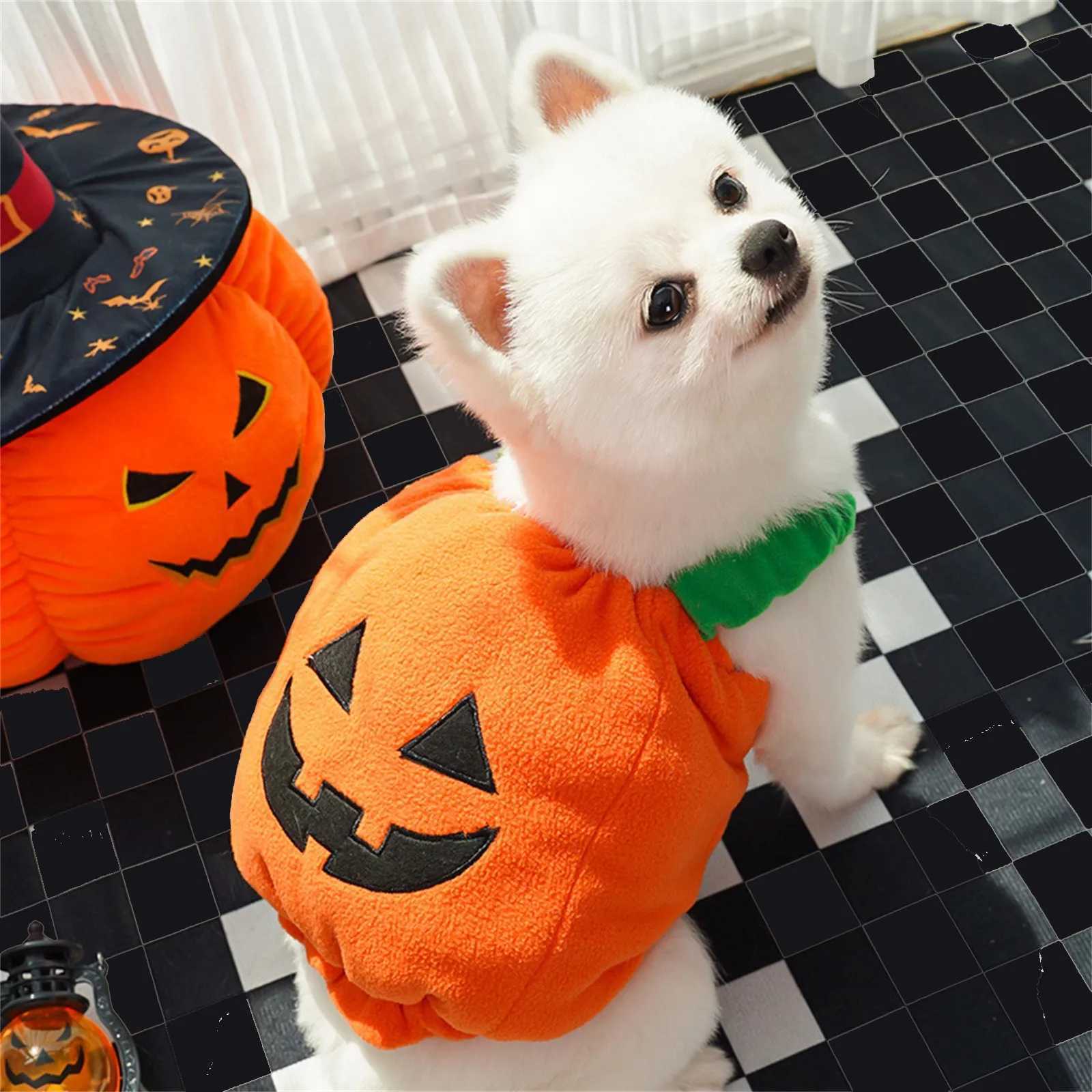 Halloween Pet Costume Creative Cute Pumpkin Costume Cat Dog Outfit Halloween Pet Cosplay Dress Up Pumpkin Shape Costume XJ250813
