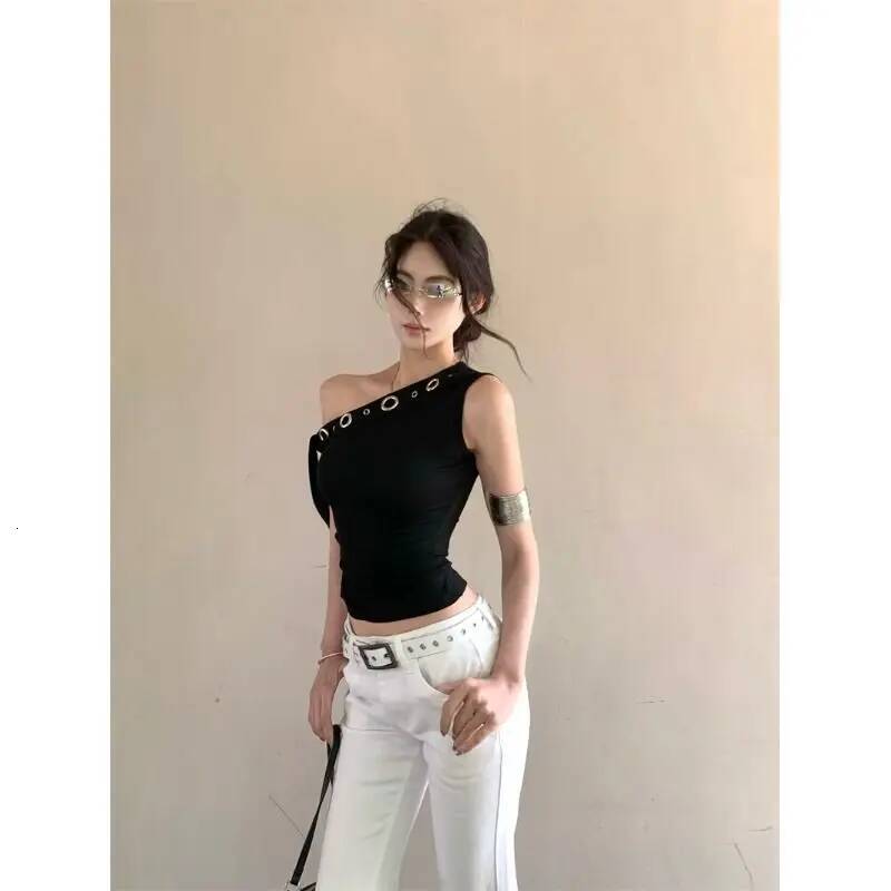 2025 Fashion High Street Off Shoulder Irregular Short sleeved T-shirt Harajuku Style Y K Spicy Girl trend Short sleeved T-shirt Aesthetic Designer Top