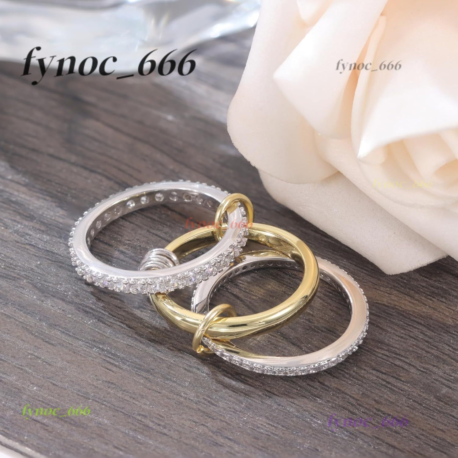 Band Stackable Rings Non Tarnish 18k Gold Plated Stainless Steel Cubic Moissanite Rings Silver Gold Stack Rings for Men Women