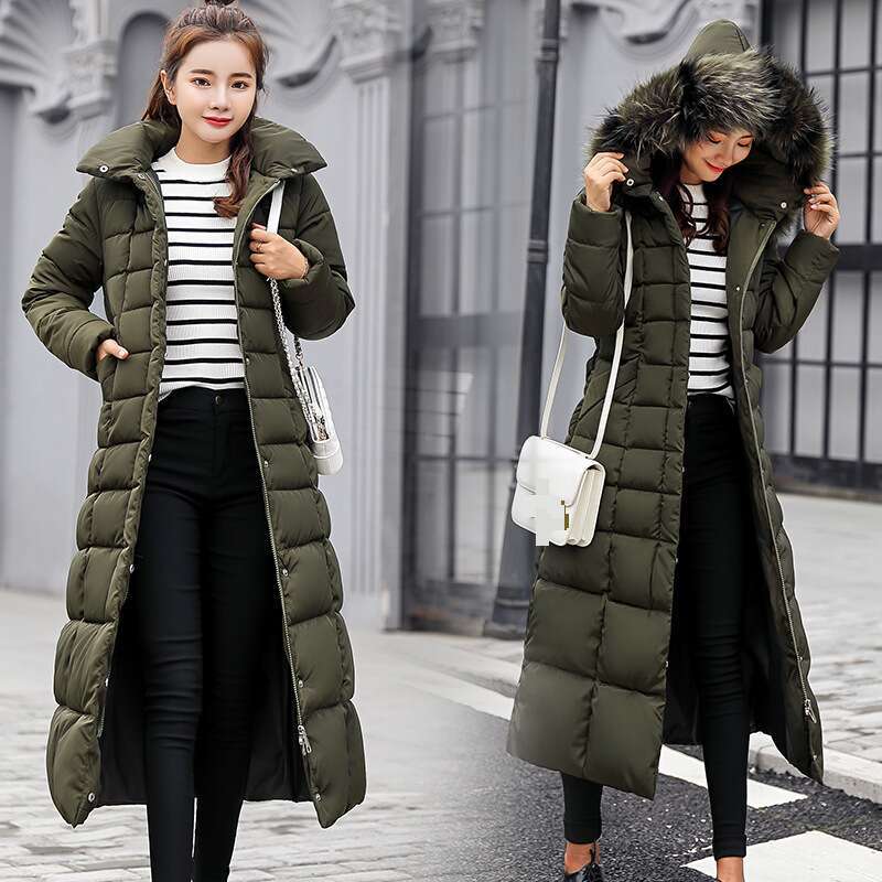 2025 Winter Women's Jacket Warm Fashion Comfortable Bow Belt Fox Fur Collar Clothes Long Dress Office Casual Women's Thick Coat