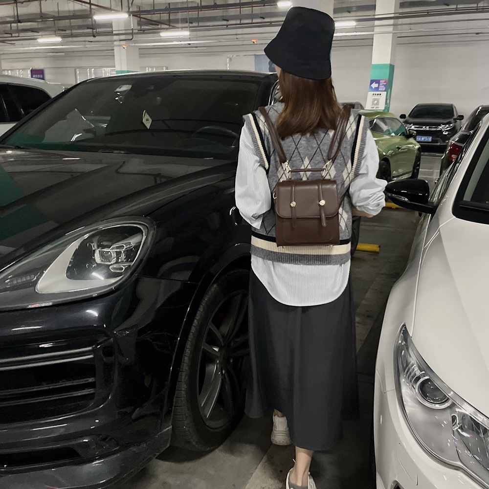 Guangzhou British Style Backpack Melad Brown Korean Version Rivet Multi-Way Versatile School Bag ddmymarket