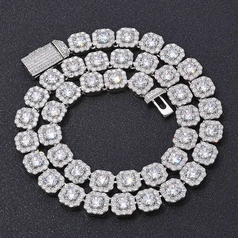 New VVS Black Moissanite Prong Cuban Link Chain for Men Fine Jewelry Hip Hop Style Passed Dia Tester Iced Necklace