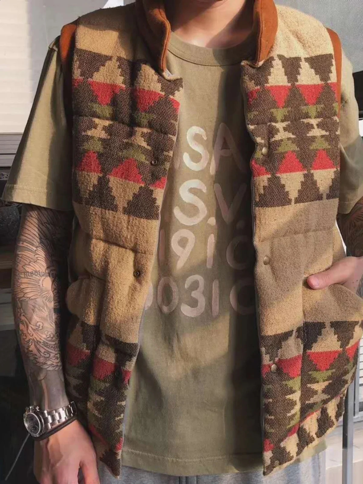 VISVIM WMV 15AW INSULATOR DOWN VEST Mud-dyed washed old carpet down vest 250805