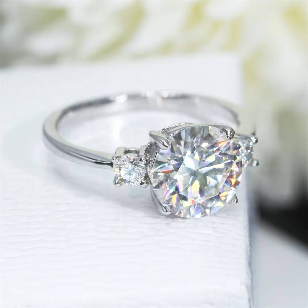 9K 14K 18K New Design Women Engagement Wedding Ring Female Jewelry 3CT Silicon Stone Ring