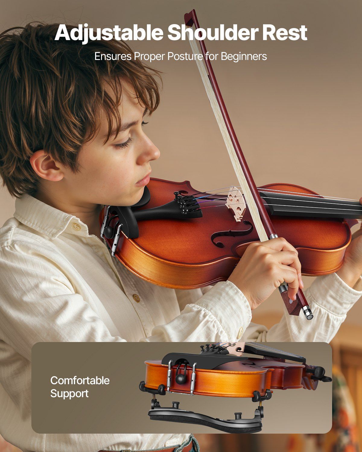 Violin 1/2 Size Fiddle Set Solidwood for Beginners with Case Rosin Brown