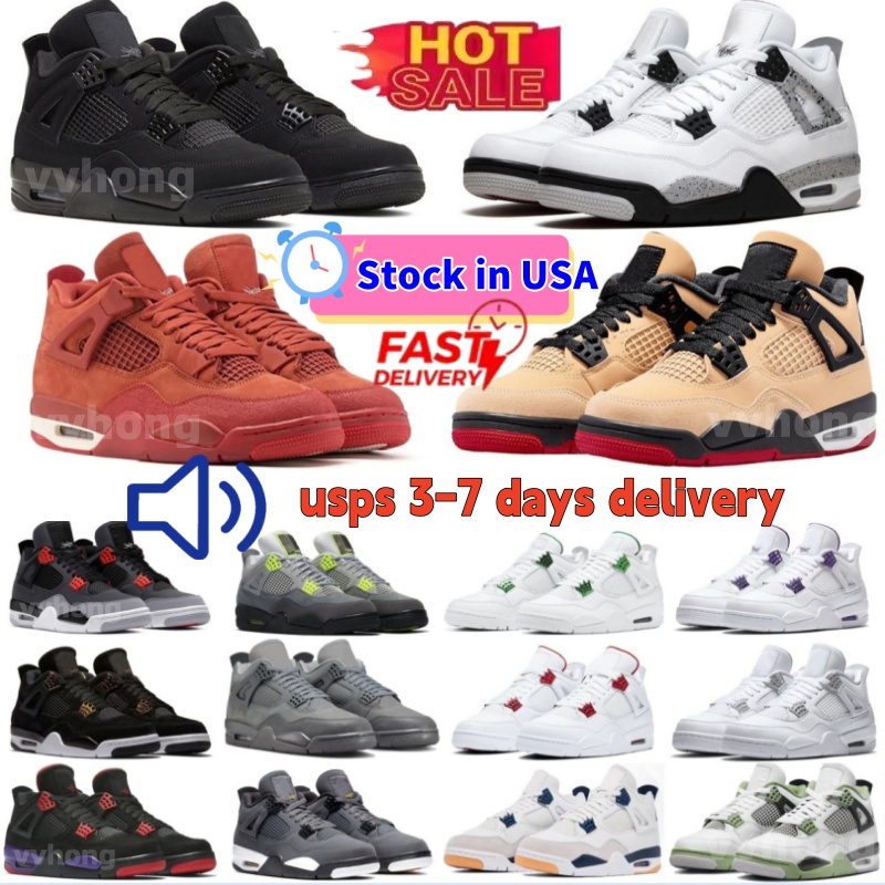 Mens Womens Designer Basketball Shoes 4 4s Black Cat Sneakers Military Pure Money Sail Red Cement White Oreo Cool Grey University Blue Men Women Sports Trainers