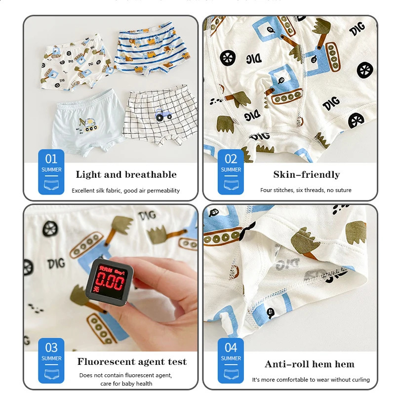 4 PairsLot Modal ChildrenS Underwear Cartoon Puppy Boys And Girls Panties Breathable Kids Underpants 250812