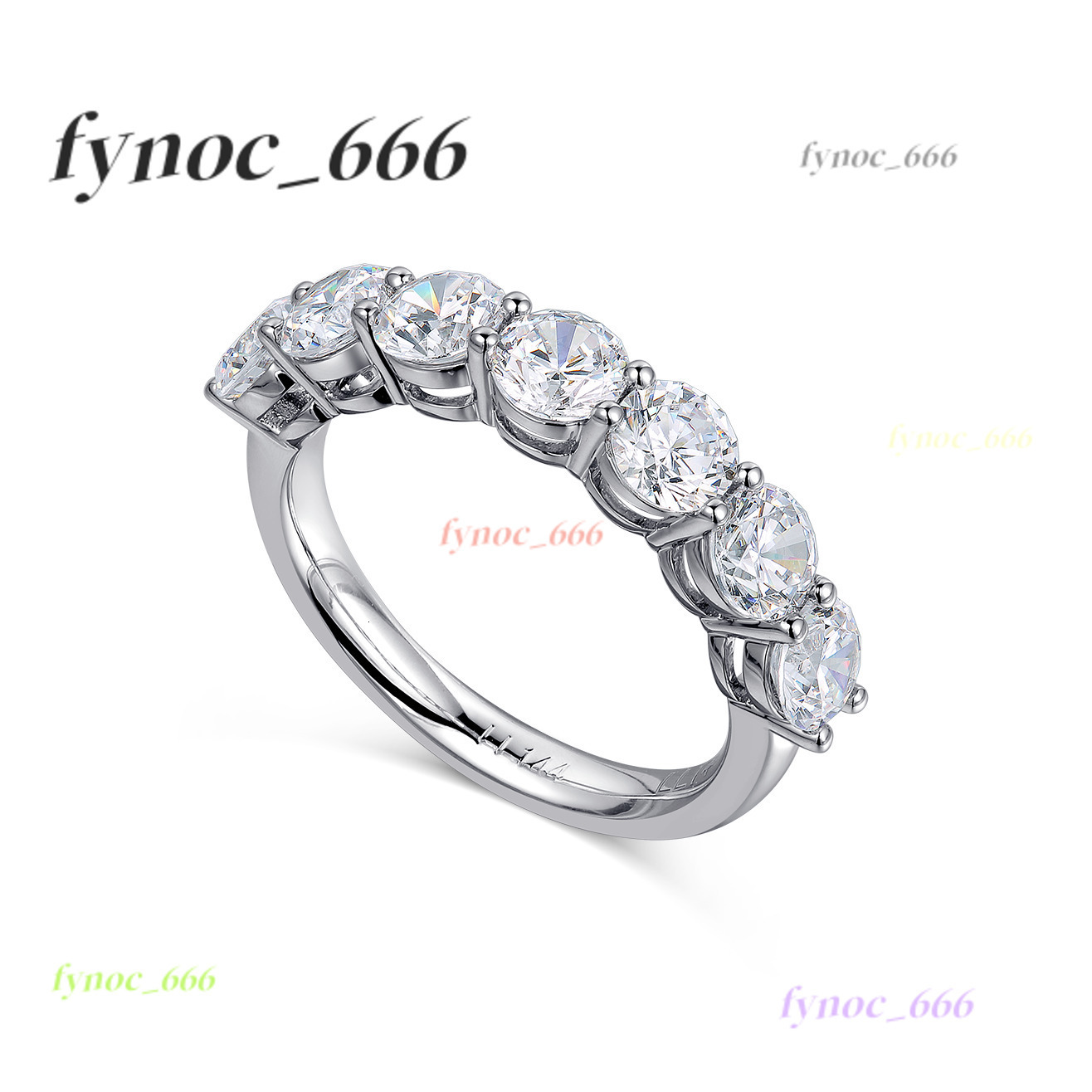 Luxury Jewelry Diamond White Gold 1.96 Ct Seven Gemstone Half Eternity Band Rings