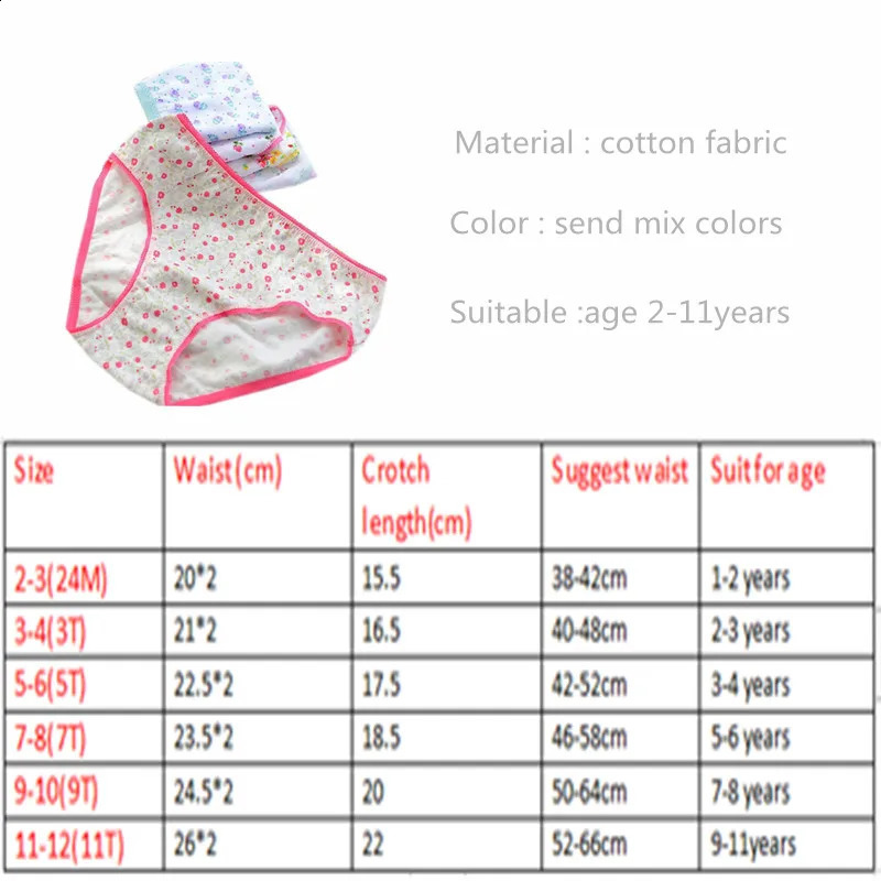 24pcsLot Cotton Girls Briefs Childrens Underwear Triangle Panties Kids Underpants 212Years 250812