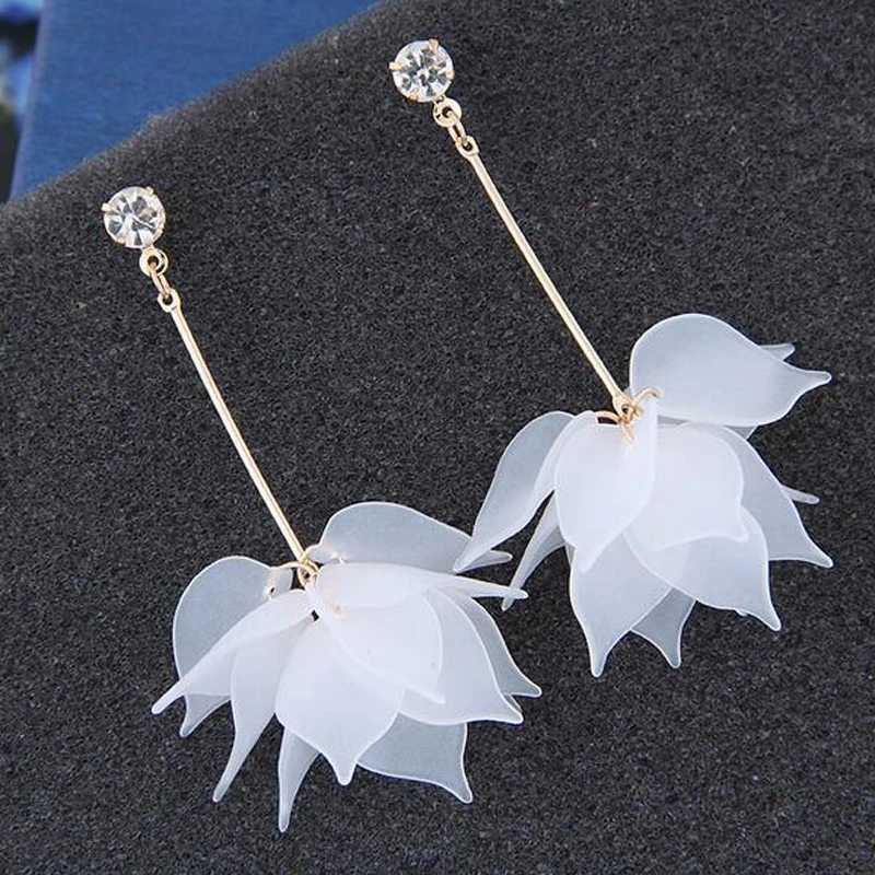 1 Pair New Lady Colorful Elegant Women Crystal Flower Colorful Drop Long Dangle Wedding Earring Jewelry Nice Best Gift Y250812
