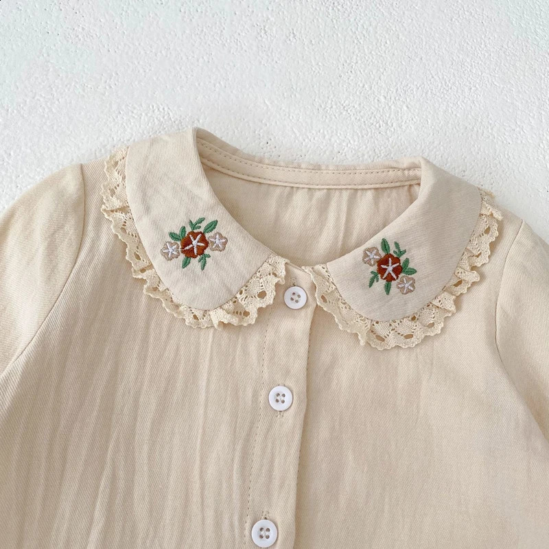 autumn baby clothing 07 year old female embroidered doll collar long sleeved shirt 250812