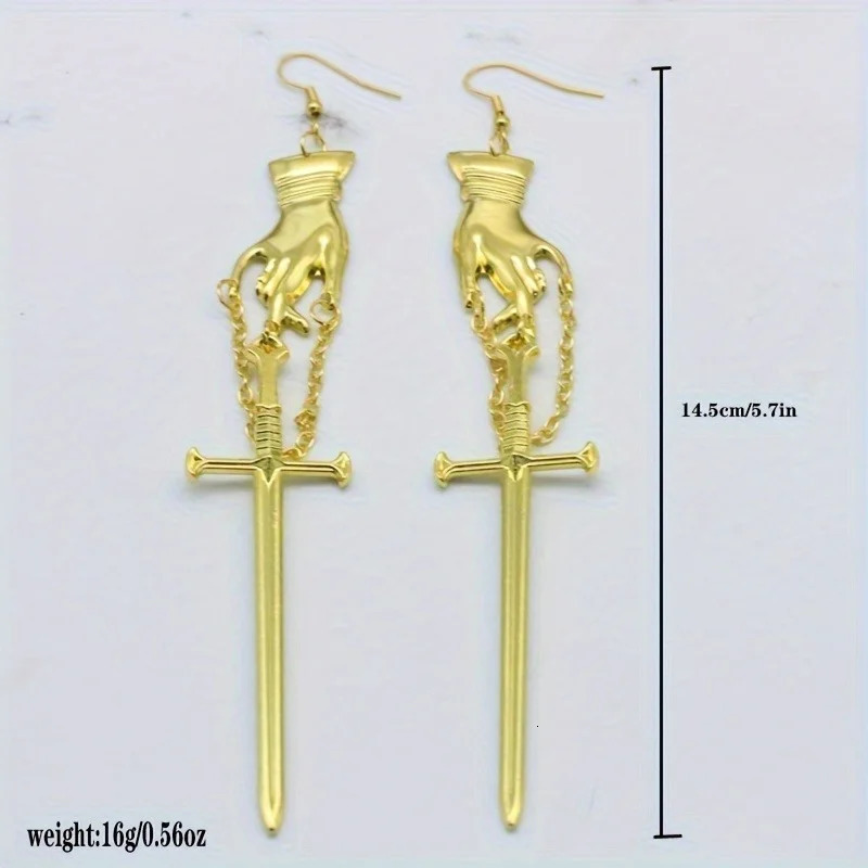Gothic Punk Earrings for Women Swords Hand Earrings Statement Gothic Medieval Witch Mysterious Female Gift Halloween Jewelry 250812