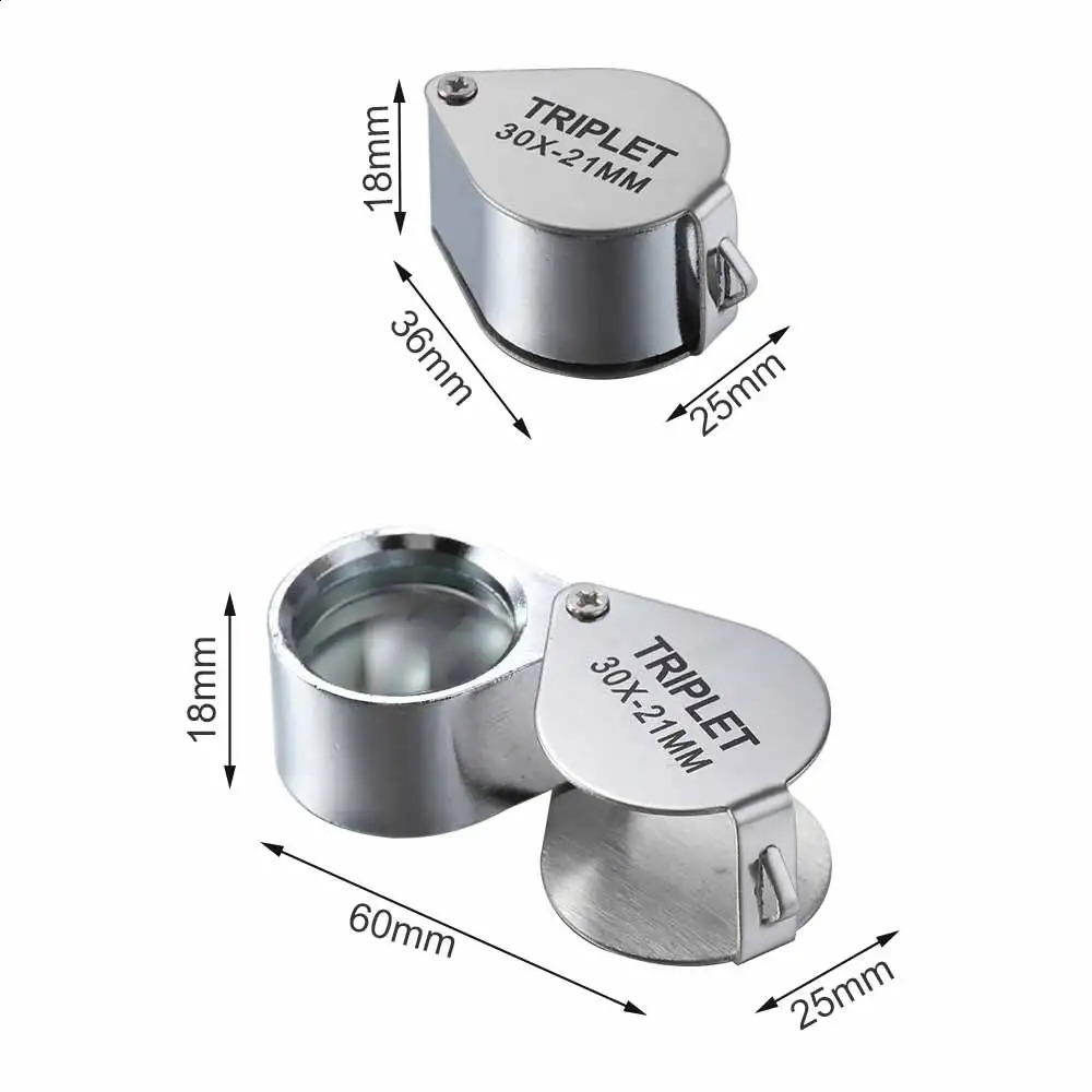 Pocket Jewelry Loupe 10x30x 21mm Jewelers Diamond Eye Magnifying Glass Magnifier Metal Tools For Coins Gems Stamps Watches 250804