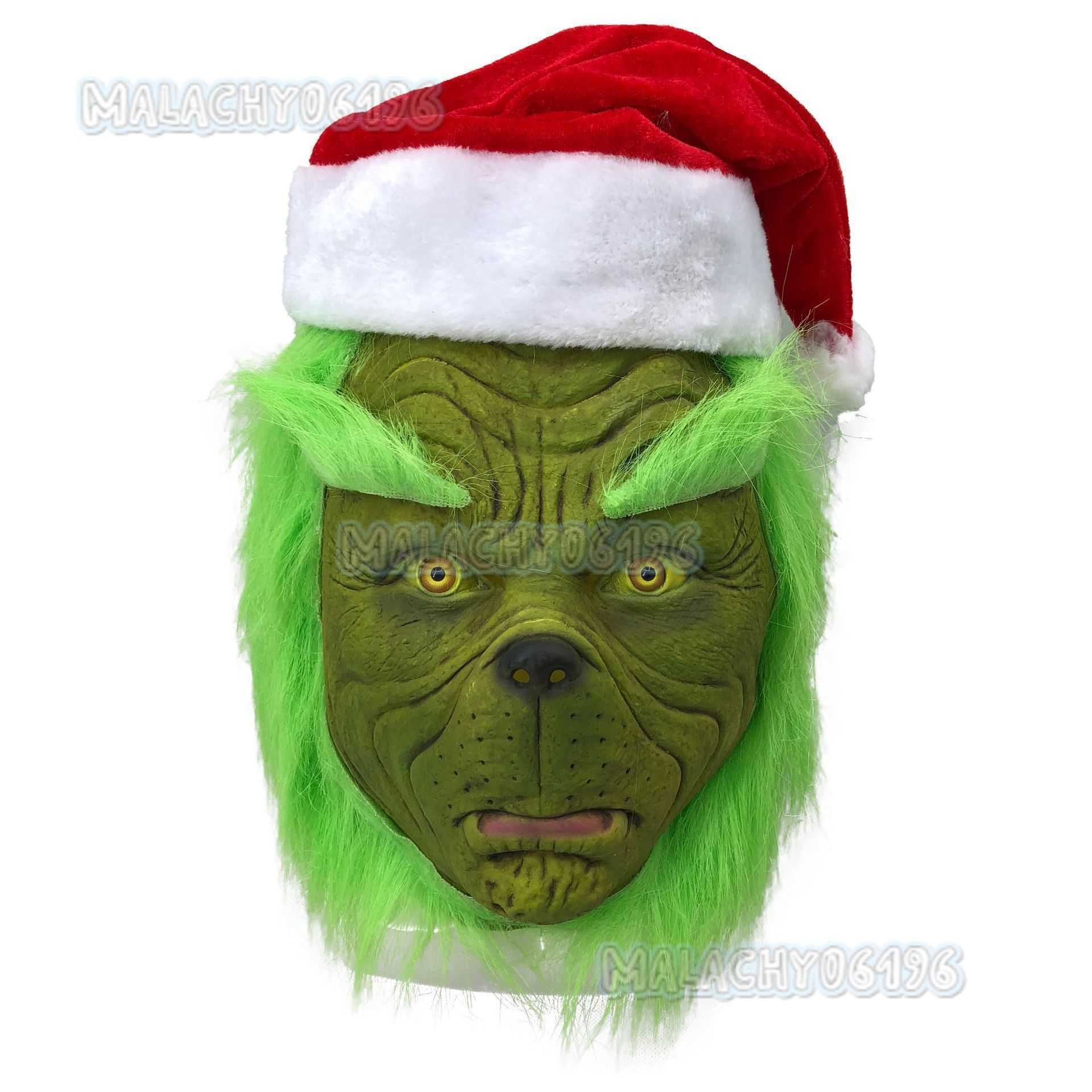 Grinch Mask 2023 New Green Monster Gloves Cosplay Santa Hat the Grinch H250813