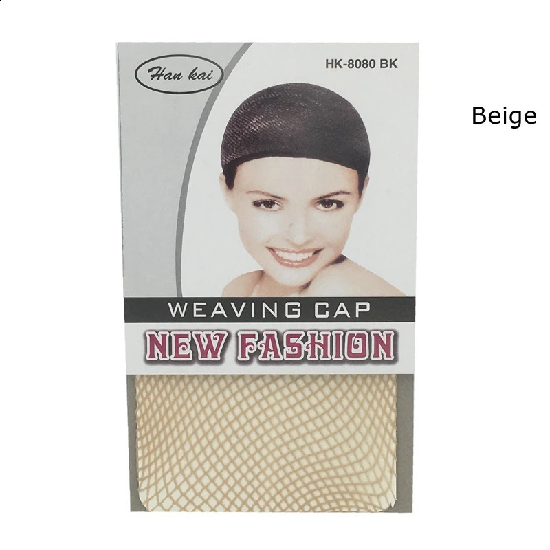 16 packs Beige Fashion Black Weaving Cap Single Open Stretchable Elastic Hair Net Top Closed Snood Wig Cap Hairnet Hair Mesh 250812
