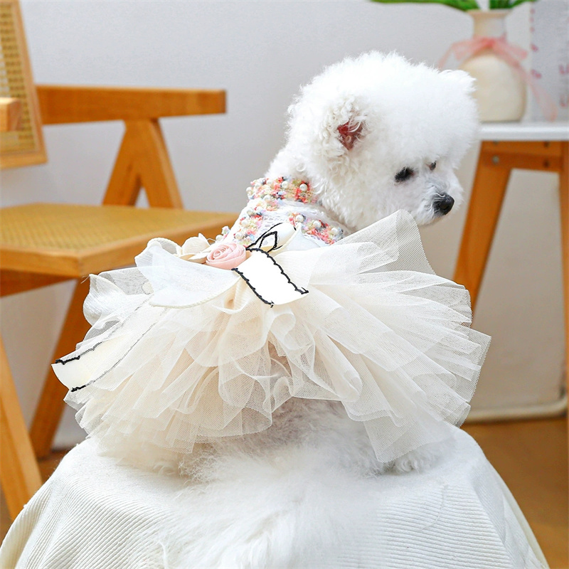 Designer Pet Black Classic Clothing Spring and Autumn Pink Puff Skirt Wedding Dress Princess Dress Suitable for Small and Medium Dogs Pet Sweet Skirt
