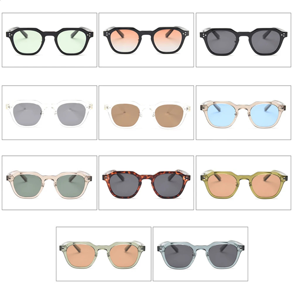 Peekaboo korean style retro sun glasses for women TR90 frame polygon polarized sunglasses uv400 male green brown 2023 summer 250804