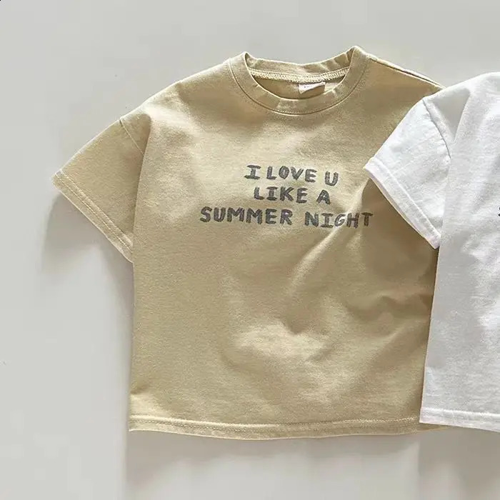 Summer Baby Boy Short Sleeve T Shirts Letter Print Infant Girl Cotton Tee Cute Toddler Casual Tops Kids Shirt Clothes 250812