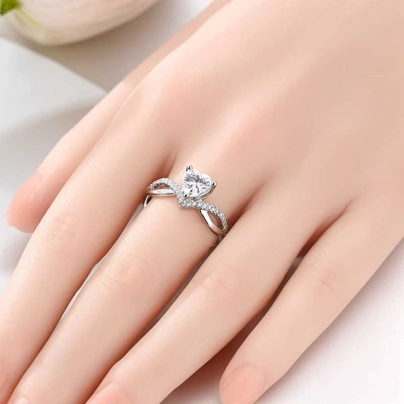 925 Sterling Silver Rings Love Zircon Open Ring Wedding Ring Women Engagement Jewelry Anniversary Gifts W250812