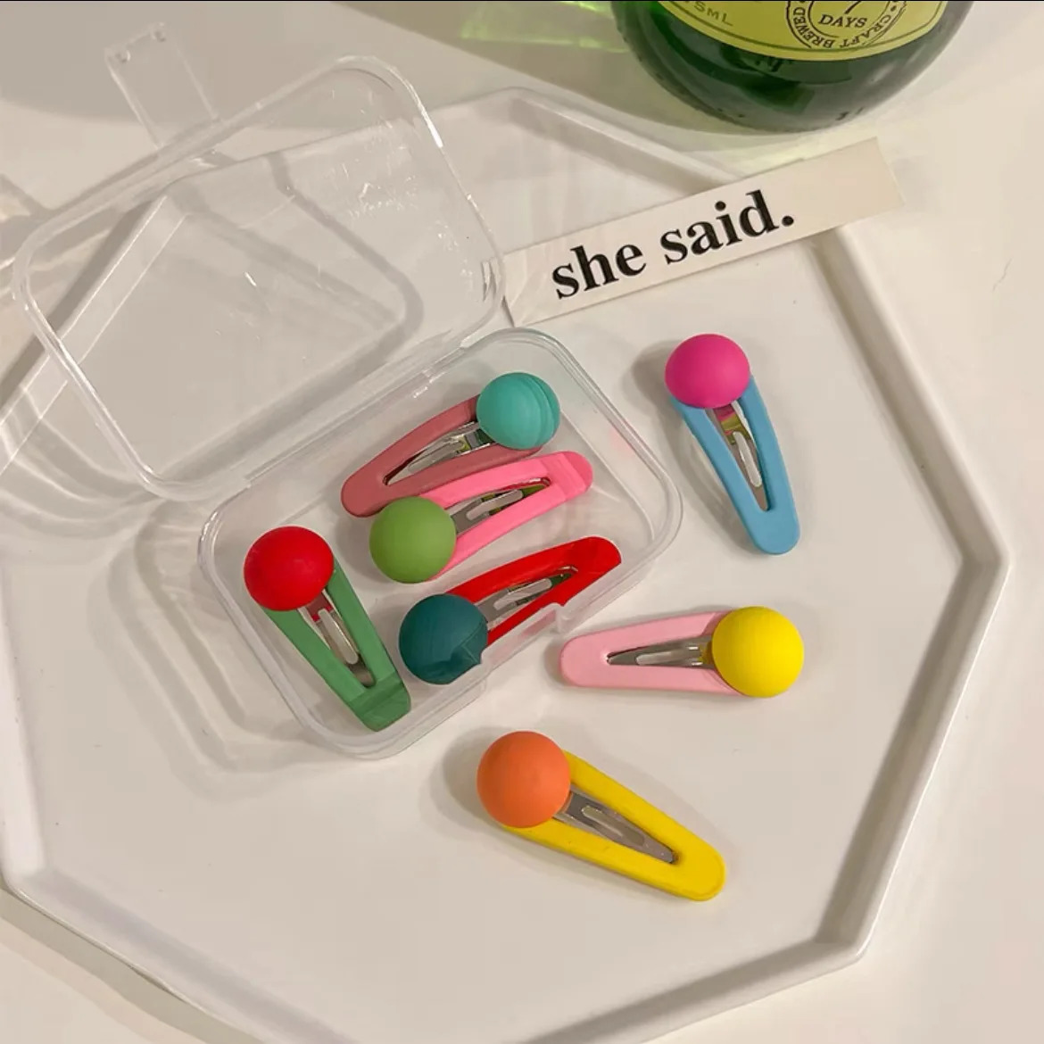 Colorful Sugar Beans Kids BB Hair Clips Candy Tone Sweet Cute Beaded Hairpins for Little Girls Side Bangs Clips 250812