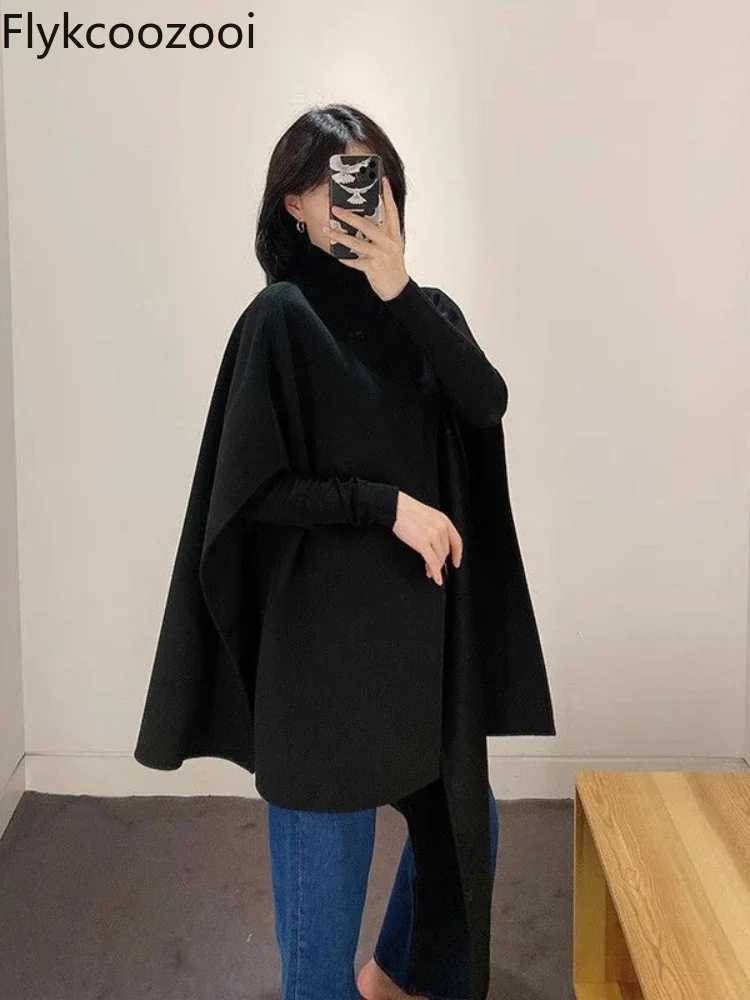 Minimalist Cos Camel Top Woolen Double-sided Loose All-over Shawl for Winter 2025 Super Warm Womens Winter Coat Z250813