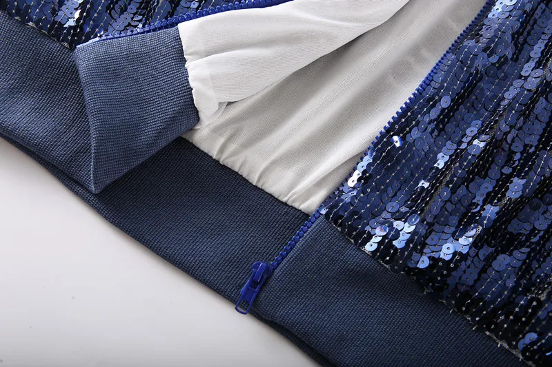 Blue Lions Womens Sequin Jacket Casual Long Sleeve Front Zip Party Bomber Blazer 250811