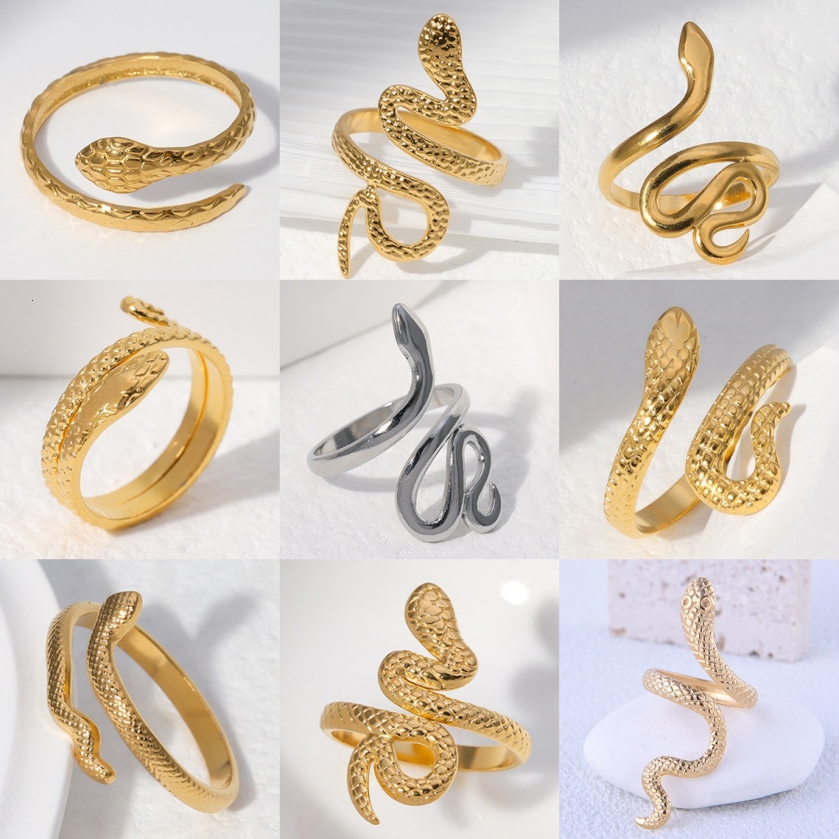 Free shipping designer jewelry Stainless Steel Open Snake Ring for Women Dark Gothic Style Anti-Fade Hot-Selling Niche Design High-End