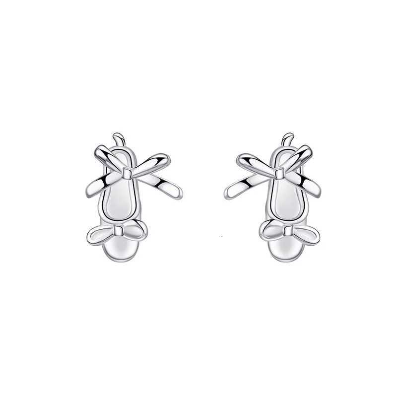 Exquisite Cute Silver Color Ballet Shoes Stud Earrings for Women Playful Students Party Jewelry Accessories Gift Y250812