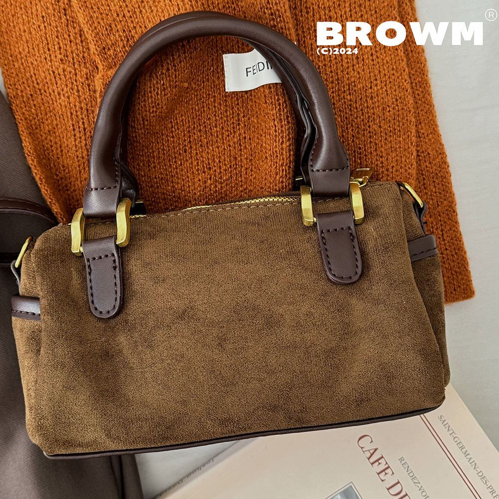 Suede Velvet Handheld Pillow Korean Fashion Versatile Single Shoulder Crossbody Small Bag Boston Handbag for Women ddmymarket