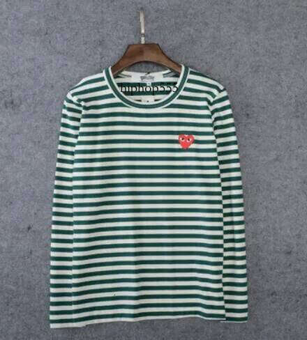 comme desvgarcon 13 Color Europe Japan Play Men T Shirts Stripe Red Heart Embroidery Cotton Autumn Round Neck Female Long Sleeve T-Shirts Tops Tee dfa