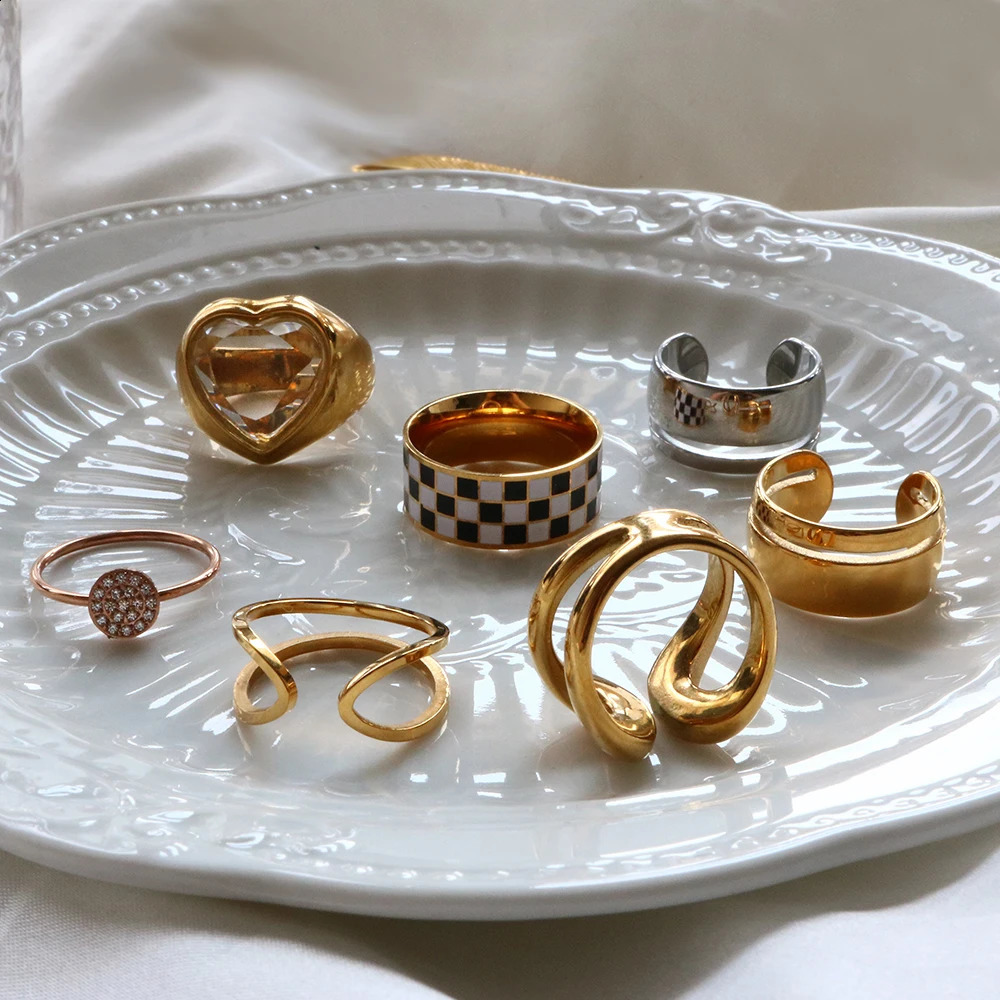 Trend Women Crystal Zircon Transparent Heart Ring Stainless Steel Wedding Jewelry Gift Lover Party Rhinestone Ring 250811