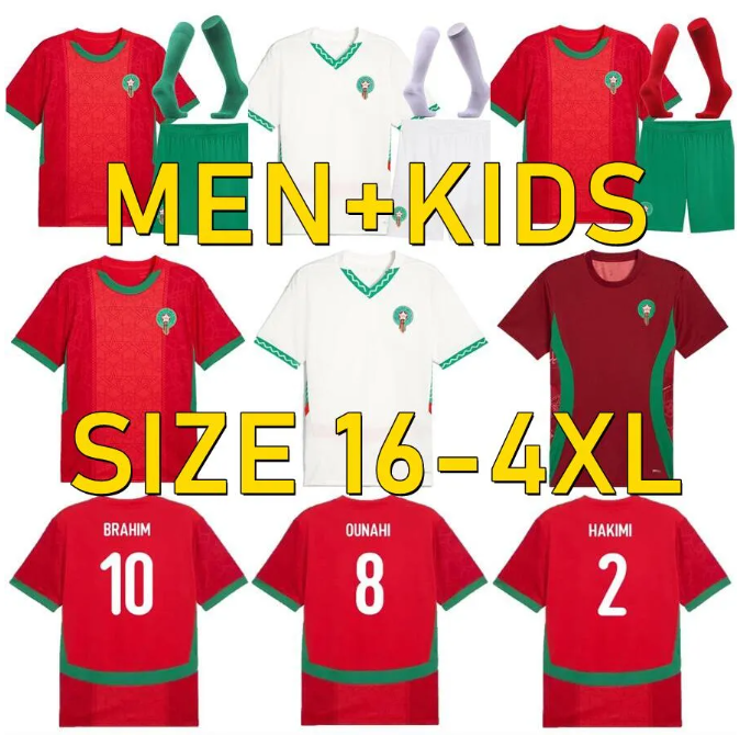 25/26 Morocco Soccer T Shirt NO10 Brahim HAKIMI ZIYECH Player Youth Sport Football OUNAHI 8TAARABT ZIYECH 7 AGUERD 5 AMRABAT 4 MAZRAOUI 3 HAKIMI 2 Quality Jersey