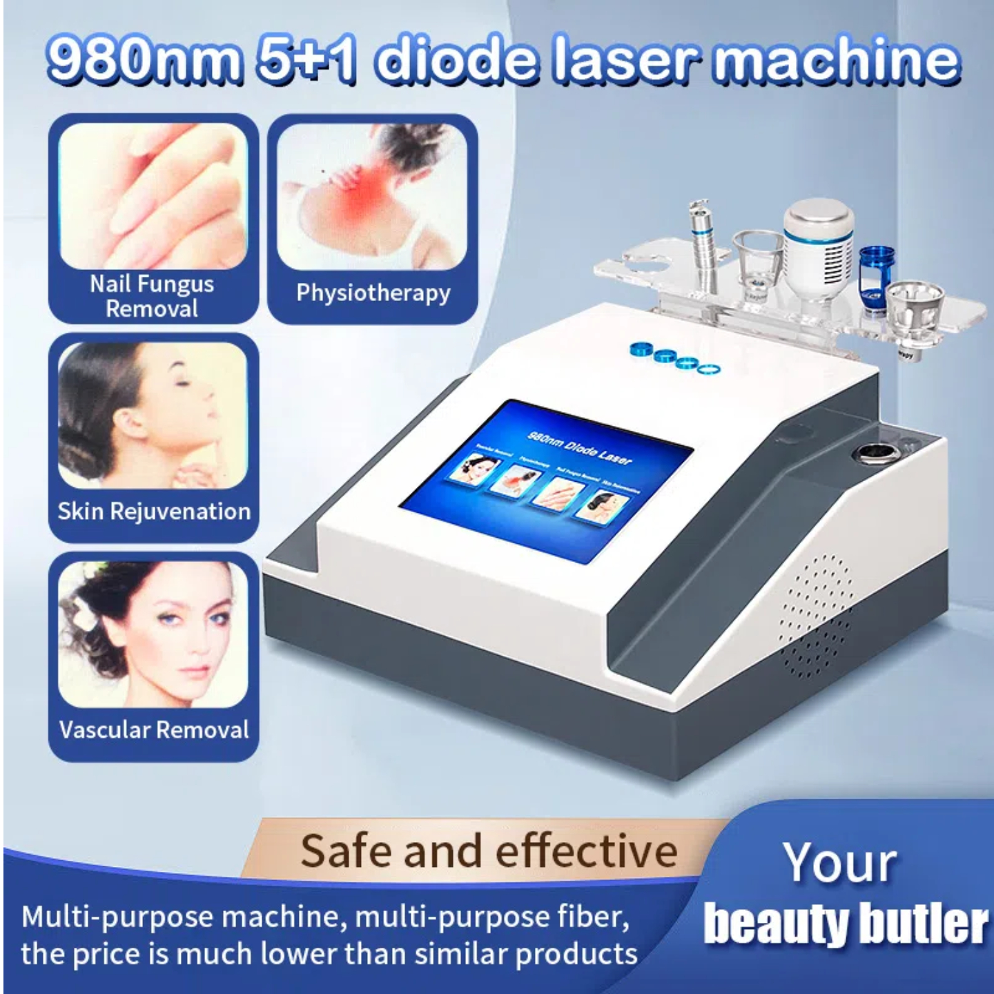 Professional Grade 5-in-1 980NM Diode Laser for Skin Rejuvenation & Treatment of Varicose/Spider Veins