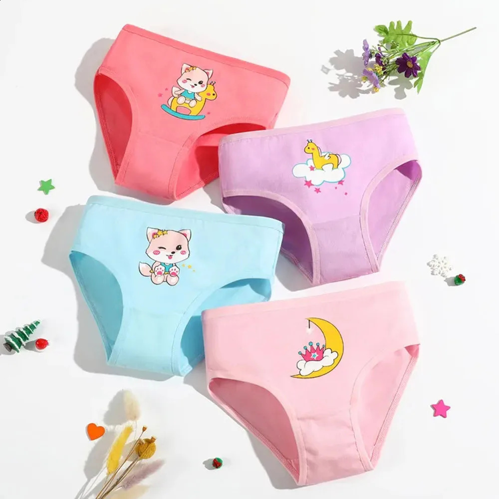 14812 Pcs Children Girls Panties Sets Cotton Pretty Cute Cartoon Unicorn Print Child Underwear for Girl Kid Boxer Breathable 250812
