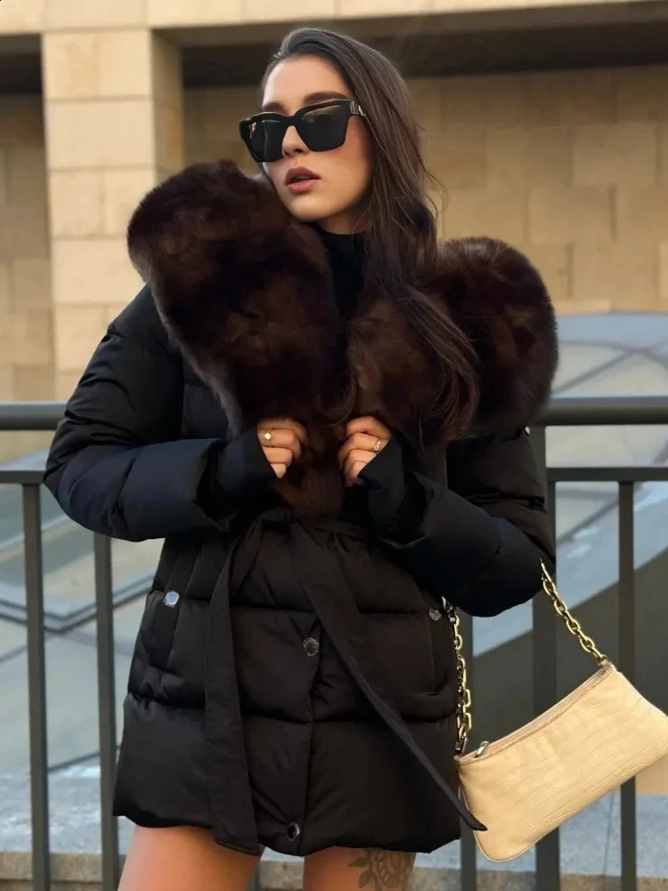 OFTBUY Winter 90% Duck Down Jacket Women Large Natural Silver Fox Fur Hooded Thick Warm Female Parkas Waterproof 250811