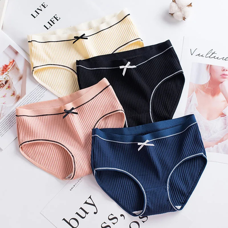 5PcsPack Youth Children Underwear Highquality Cotton Comfortable Girls Panties Solid MidWaist Briefs Breathable Kids Undies 250812