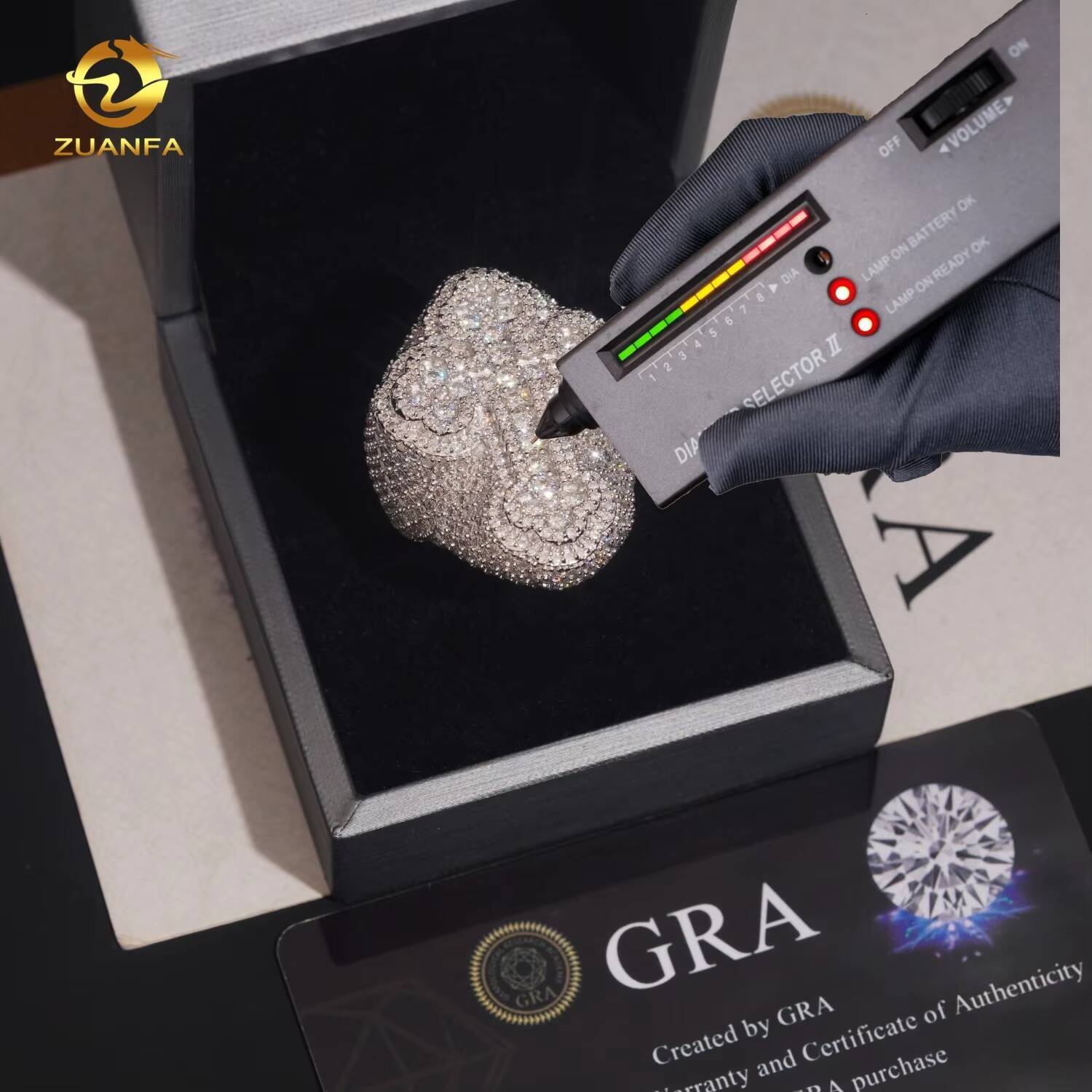 High-Quality Cross Ring Hip-Hop Style Jewelry Ice Crystal VVS Silicon Stone 925 Sterling Silver Silicon Stone Ring