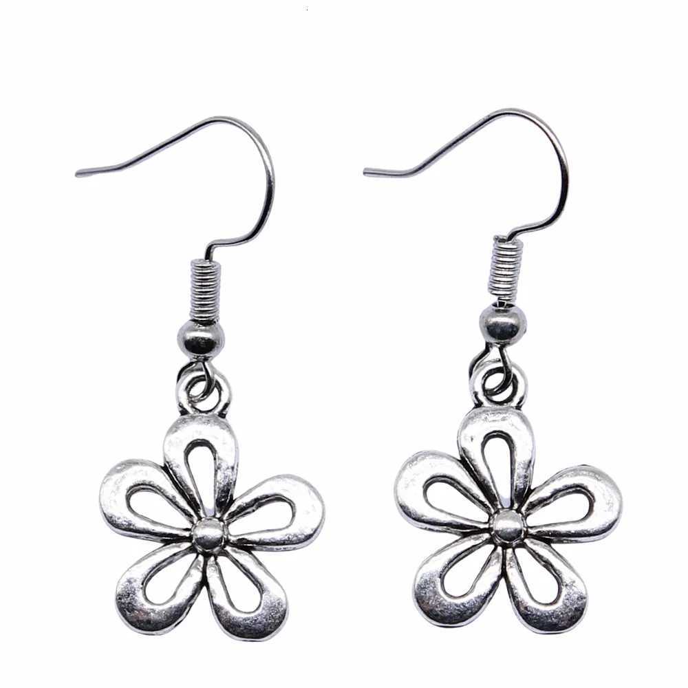 Fashion Handmade Simple Design Antique Silver Color Chrysanthemum Flower Daisy Pendant Earrings Drop Earrings Y250812