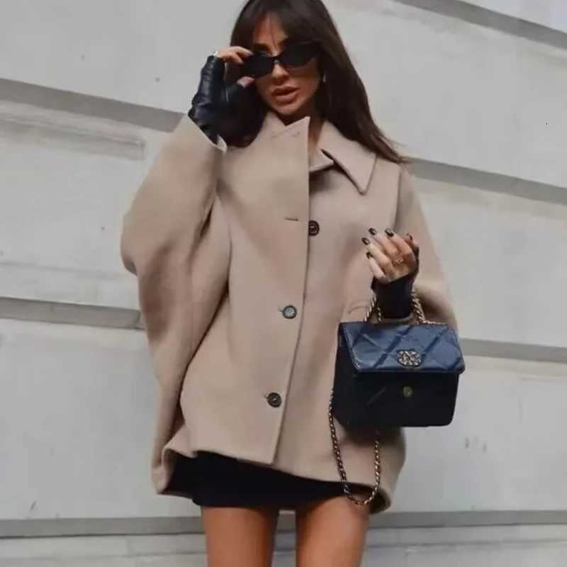 TRAF Woman Winter Coats Faux Wool Coats And Mixtures Oversized Long Coat Women Autumn Long Sleeve Solid Coats Casual Warm Parkas Z250813
