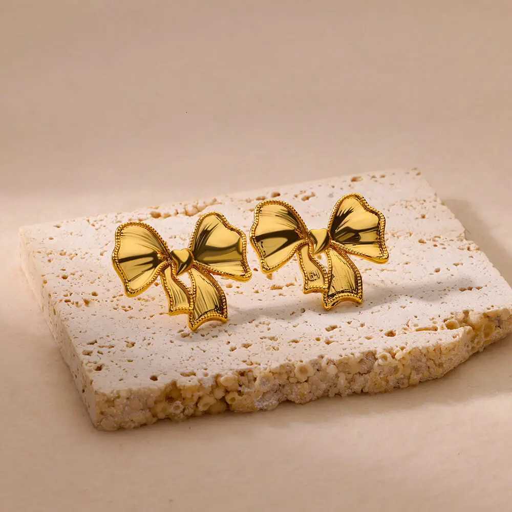 Bow Stainless Steel Stud Earrings for Women Creative Trendy Bownot Wedding Stud Earrings Trendy Banquet Jewelry Gifts BFF mujer Y250812
