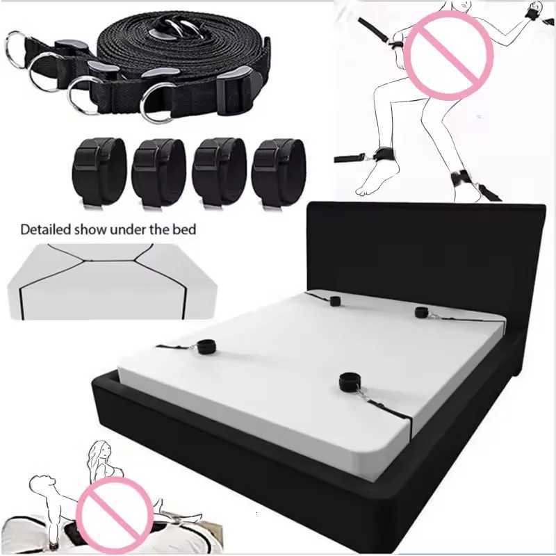 Bed BDSM Set Sex Toy Handcuffs for Couples Woman Adult Kit Supplies BDSM Restraints Bed Bondage Rope Sexual Handcuffs Sexy Game W250813
