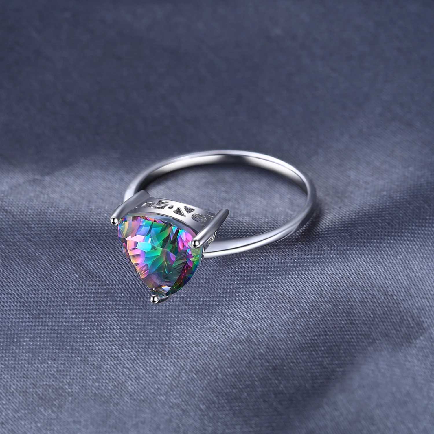 4.3ct Natural Rainbow Mystic Quartz 925 Sterling Silver Wedding Engagement Solitaire Ring for Women New Arrival W250812