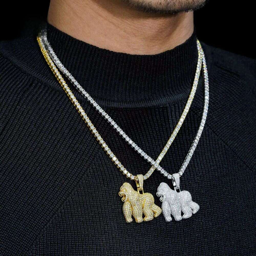 New Design Pass Tester Hip Hop Jewelry Sterling Sier VVS1 Moissanite Dia Gorilla Pendant Necklace
