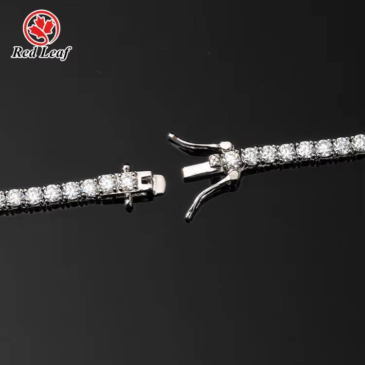 Redleaf Jewelry 2mm 3mm 4mm 5mm 6.5mm VVS Mossanite Tennis Bracelet Necklace 925 Silver Moissanite Tennis Chain