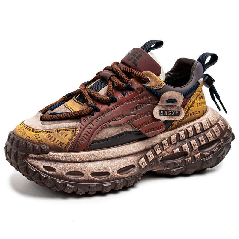 2025 Spring New Dad Men's Thick-Soled Height-Increasing Internet Celebrity Casual Sports Brand Color-Washed Trendy Shoes