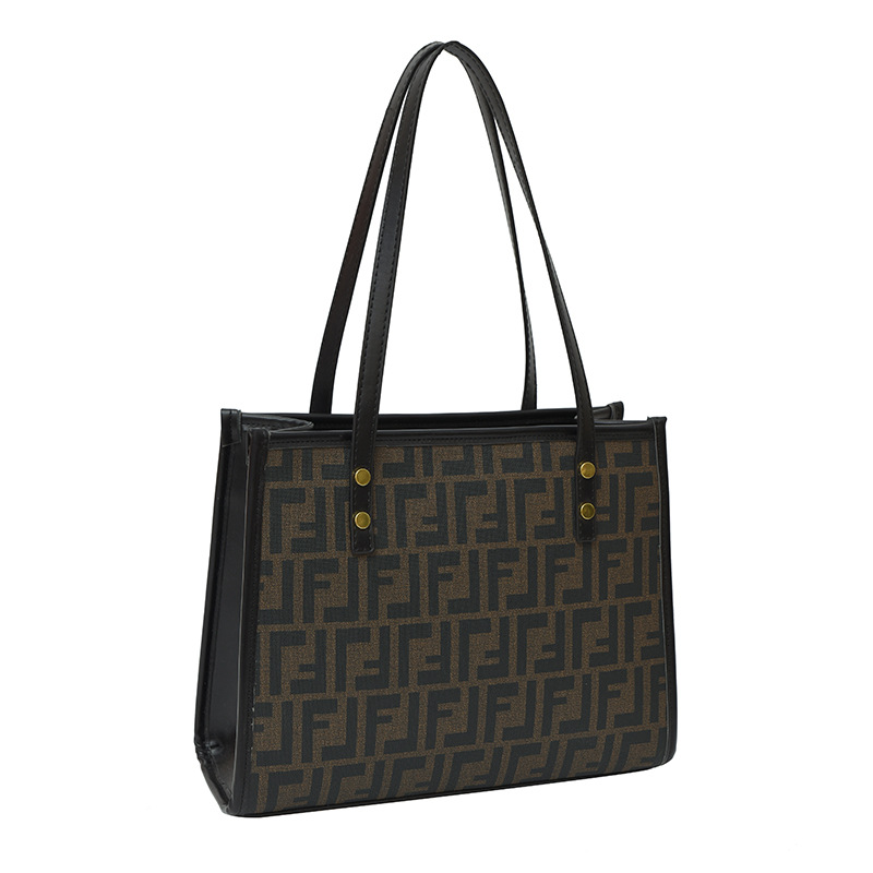 Fashion tote bags for women 2025 new autumn and winter styles simple fashionable and retro letter - printed women's single - shoulder tote bags