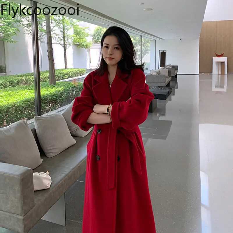 2024 Popular Autumn and Winter Long Double-sided Woolen Coat Female High-grade Foreign Popular Tweed Winter Jacket Women Z250813